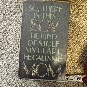 Decorative block stand up Sign Mom with sons with Heartfelt Message